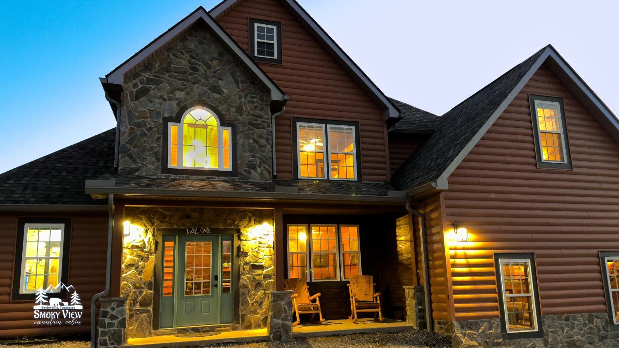 Smoky View Mountain Cabin: Luxury 6-Bedroom Retreat Near Gatlinburg Sevierville Exterior photo